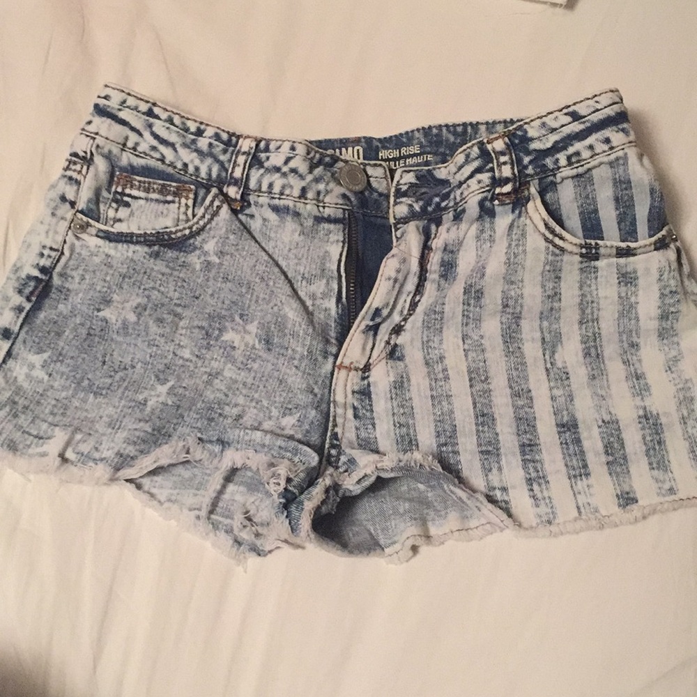american flag high rise denim micro shorts